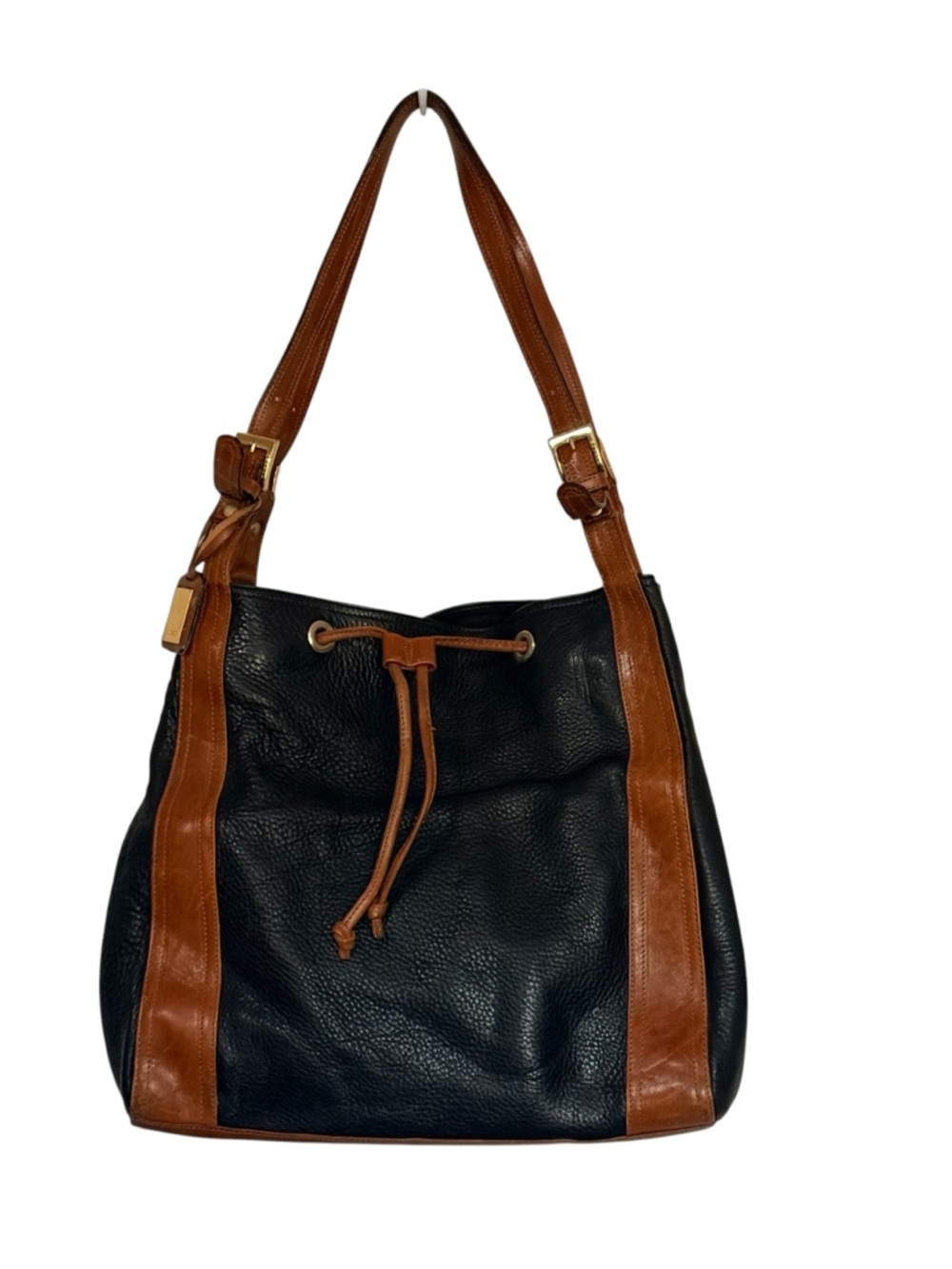 Vintage Oroton Made in Italy  & Brown Cowhide Leather Drawstring Shoulder Bag